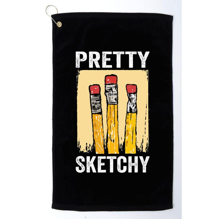 Pretty Sketchy Artist Pencils Sketch Sketching Paint Artist Golf Towel
