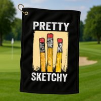 Pretty Sketchy Artist Pencils Sketch Sketching Paint Artist Golf Towel