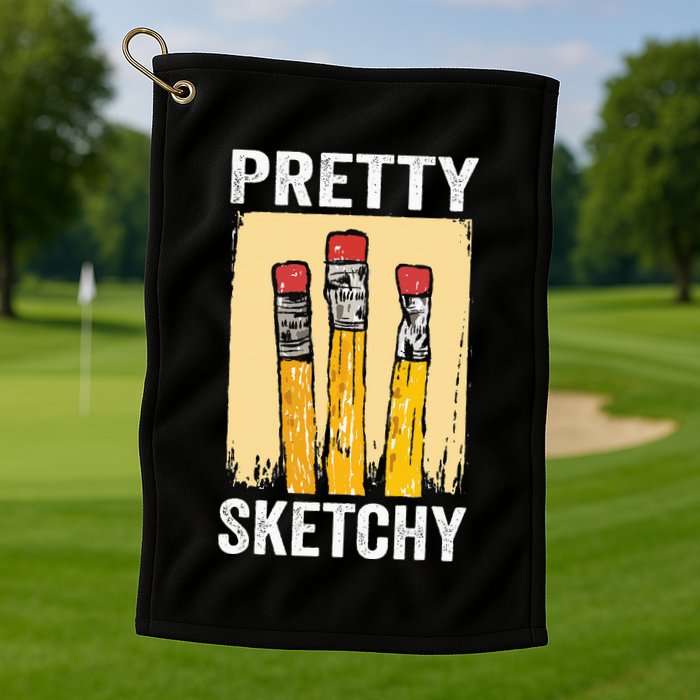Pretty Sketchy Artist Pencils Sketch Sketching Paint Artist Golf Towel