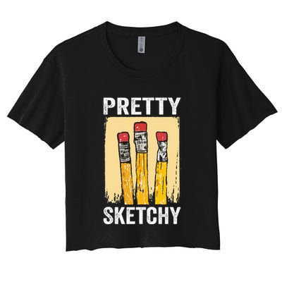Pretty Sketchy Artist Pencils Sketch Sketching Paint Artist Crop Top