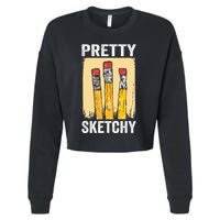 Pretty Sketchy Artist Pencils Sketch Sketching Paint Artist Cropped Pullover Crew