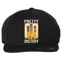 Pretty Sketchy Artist Pencils Sketch Sketching Paint Artist Wool Snapback Cap