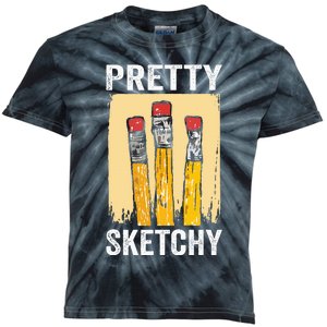 Pretty Sketchy Artist Pencils Sketch Sketching Paint Artist Kids Tie-Dye T-Shirt