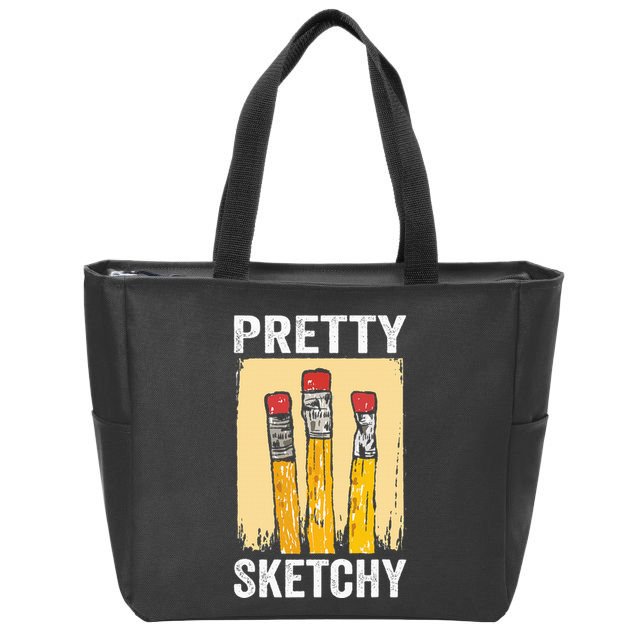 Pretty Sketchy Artist Pencils Sketch Sketching Paint Artist Zip Tote Bag
