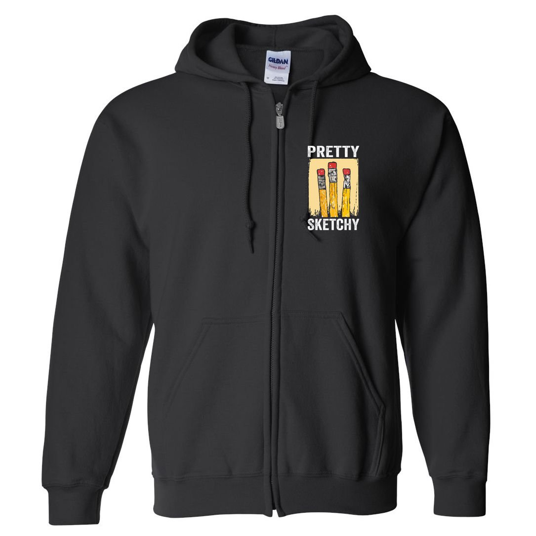 Pretty Sketchy Artist Pencils Sketch Sketching Paint Artist Full Zip Hoodie