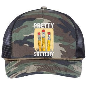 Pretty Sketchy Artist Pencils Sketch Sketching Paint Artist Retro Rope Trucker Hat Cap