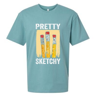 Pretty Sketchy Artist Pencils Sketch Sketching Paint Artist Sueded Cloud Jersey T-Shirt