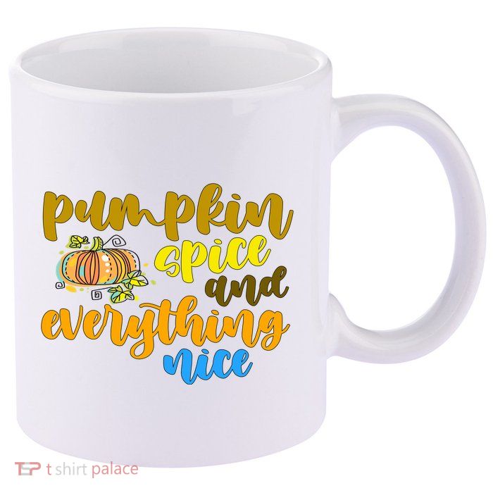 Pumpkin Spice And Everything Nice Halloween 11oz C Handle Ceramic Mug