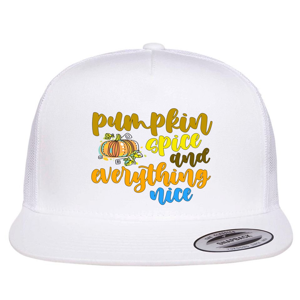 Pumpkin Spice And Everything Nice Halloween Flat Bill Trucker Hat