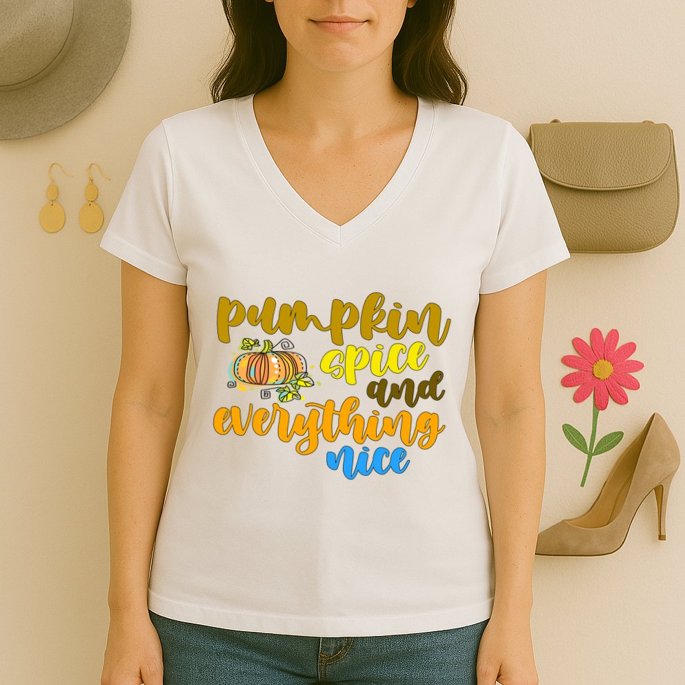 Pumpkin Spice And Everything Nice Halloween Women's V-Neck T-Shirt