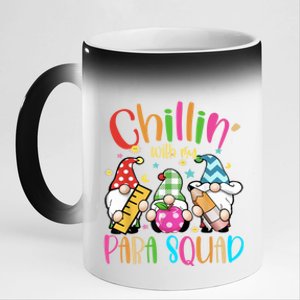 Para Squad Aka Teacher Christmas Chillin With My Gnomies Funny Gift 11oz Black Color Changing Mug