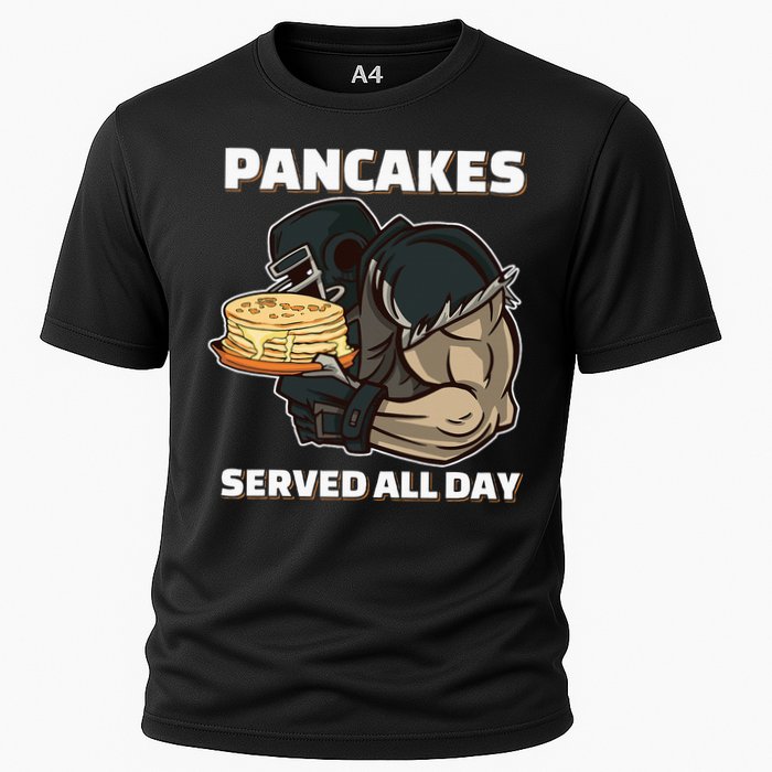 Pancakes Served All Day Football Offensive Lineman Pancake Cooling Performance Crew T-Shirt