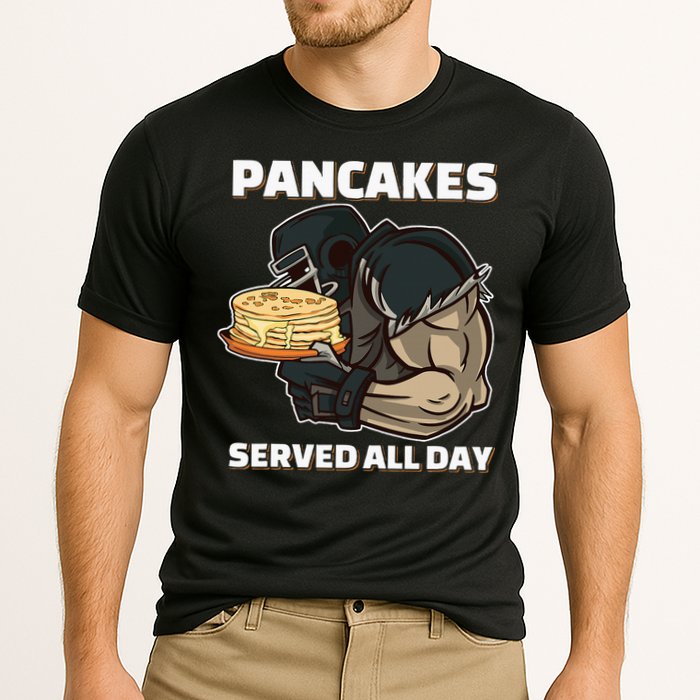 Pancakes Served All Day Football Offensive Lineman Pancake Cooling Performance Crew T-Shirt