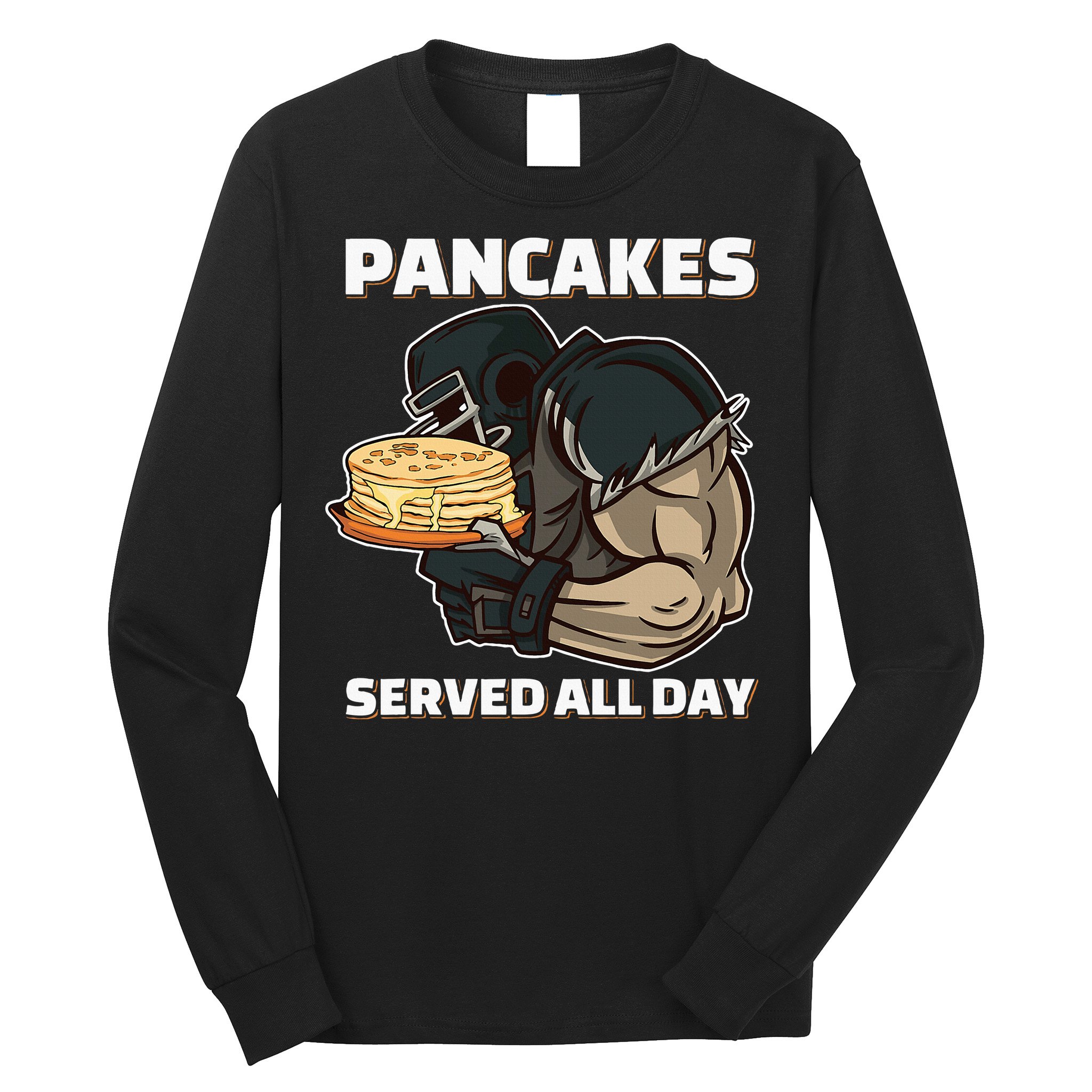 Pancakes Served All Day Football Offensive Lineman Pancake Long Sleeve Shirt