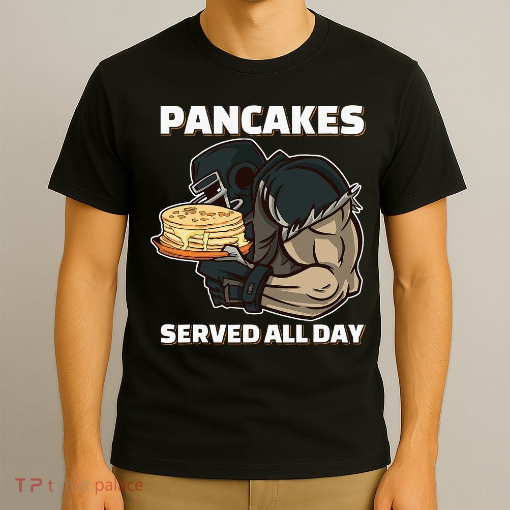 Pancakes Served All Day Football Offensive Lineman Pancake T-Shirt
