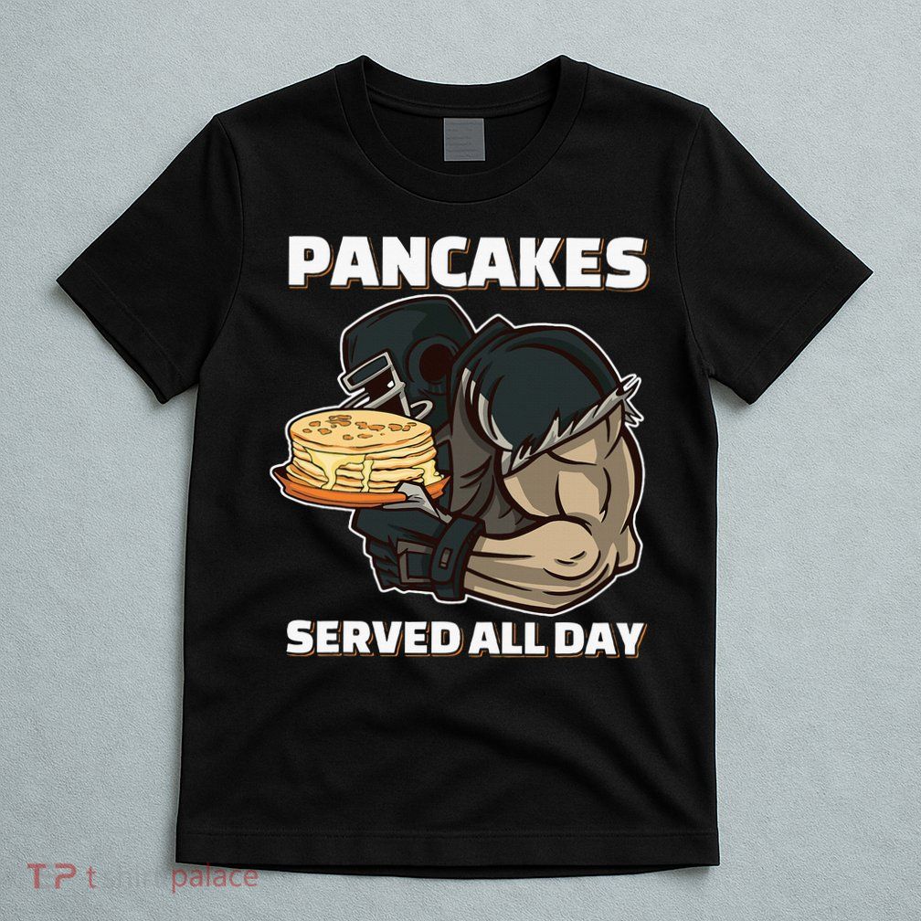 Pancakes Served All Day Football Offensive Lineman Pancake T-Shirt