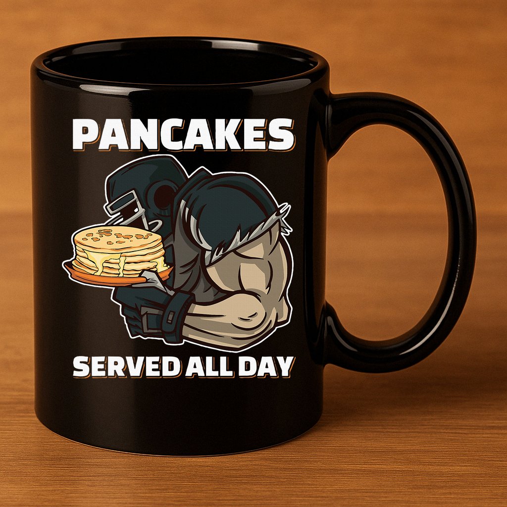 Pancakes Served All Day Football Offensive Lineman Pancake 11oz C Handle Ceramic Mug