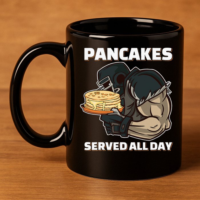 Pancakes Served All Day Football Offensive Lineman Pancake 11oz C Handle Ceramic Mug