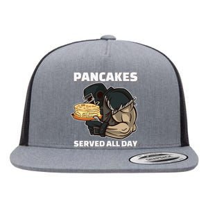 Pancakes Served All Day Football Offensive Lineman Pancake Flat Bill Trucker Hat