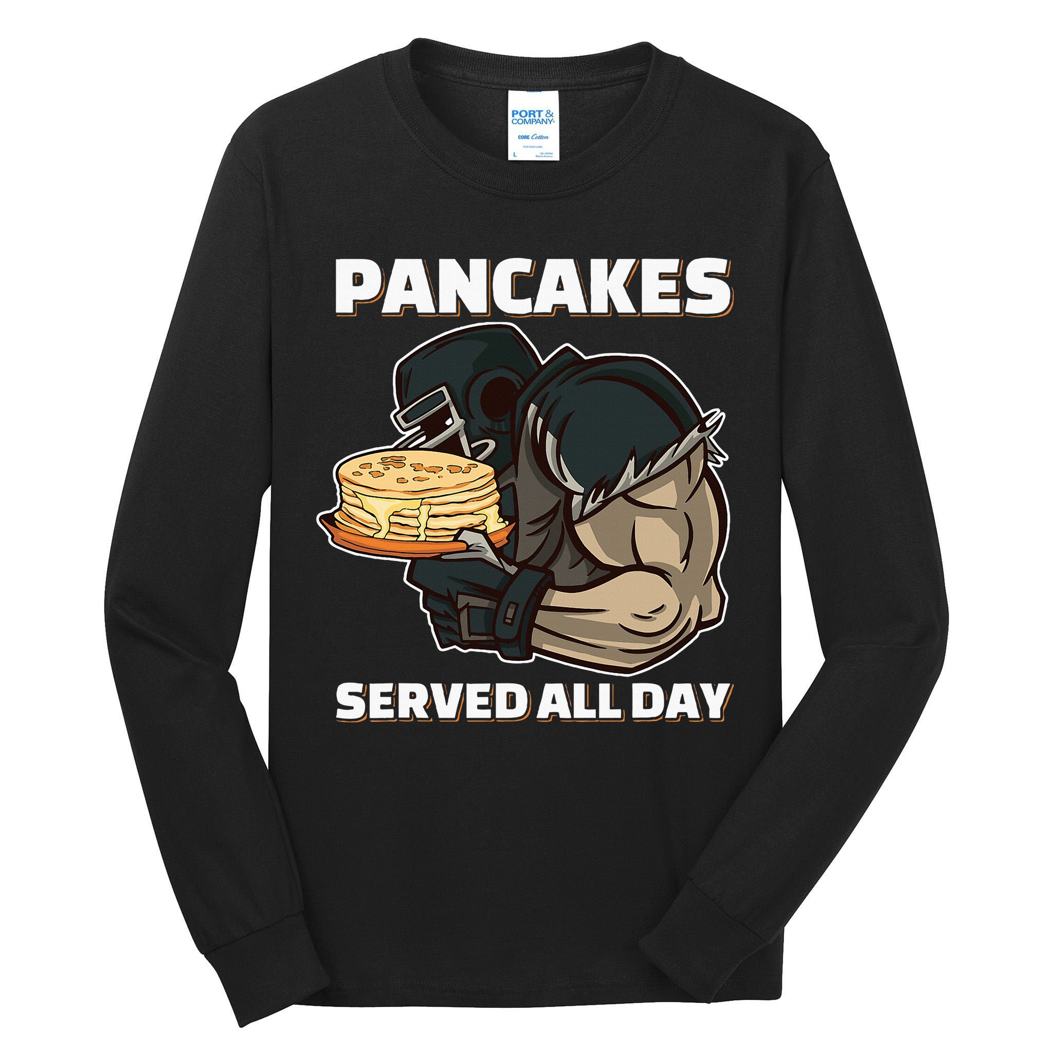 Pancakes Served All Day Football Offensive Lineman Pancake Tall Long Sleeve T-Shirt