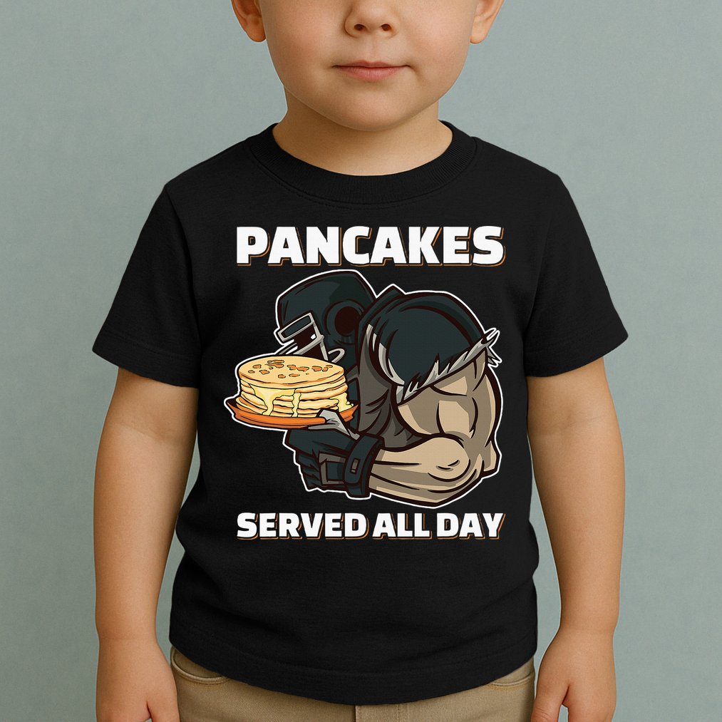 Pancakes Served All Day Football Offensive Lineman Pancake Toddler T-Shirt