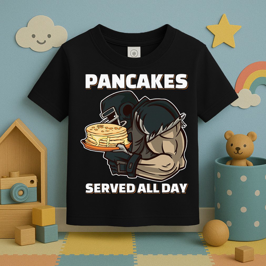 Pancakes Served All Day Football Offensive Lineman Pancake Toddler T-Shirt