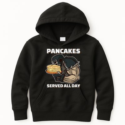 Pancakes Served All Day Football Offensive Lineman Pancake Kids Hoodie