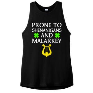 Proneo Shenanigans And Malarkey Funny St Patrick's Day Ladies PosiCharge Tri-Blend Wicking Tank