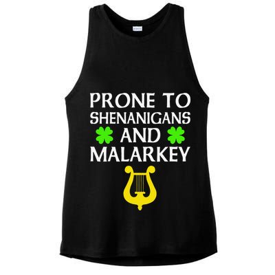 Proneo Shenanigans And Malarkey Funny St Patrick's Day Ladies PosiCharge Tri-Blend Wicking Tank