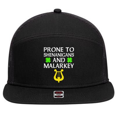 Proneo Shenanigans And Malarkey Funny St Patrick's Day 7 Panel Mesh Trucker Snapback Hat