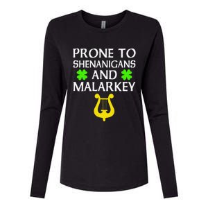 Proneo Shenanigans And Malarkey Funny St Patrick's Day Womens Cotton Relaxed Long Sleeve T-Shirt