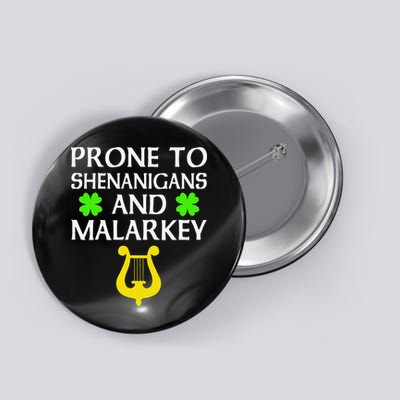 Proneo Shenanigans And Malarkey Funny St Patrick's Day Button