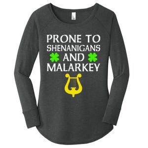 Proneo Shenanigans And Malarkey Funny St Patrick's Day Women's Perfect Tri Tunic Long Sleeve Shirt