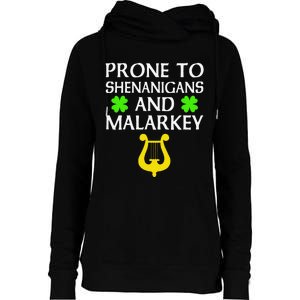 Proneo Shenanigans And Malarkey Funny St Patrick's Day Womens Funnel Neck Pullover Hood