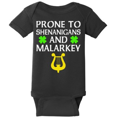 Proneo Shenanigans And Malarkey Funny St Patrick's Day Baby Bodysuit