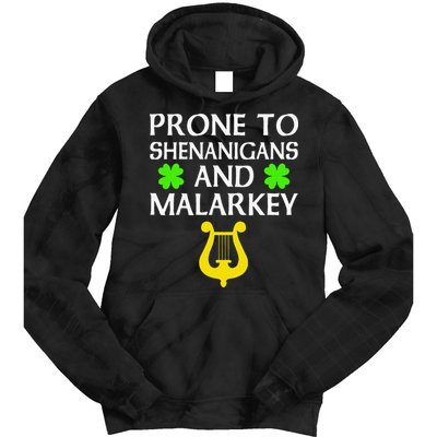 Proneo Shenanigans And Malarkey Funny St Patrick's Day Tie Dye Hoodie