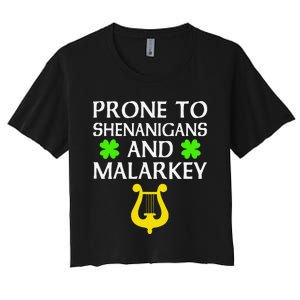 Proneo Shenanigans And Malarkey Funny St Patrick's Day Women's Crop Top Tee