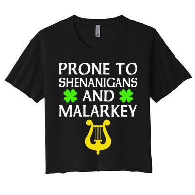 Proneo Shenanigans And Malarkey Funny St Patrick's Day Crop Top