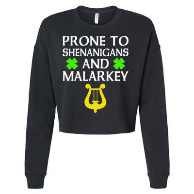 Proneo Shenanigans And Malarkey Funny St Patrick's Day Cropped Pullover Crew
