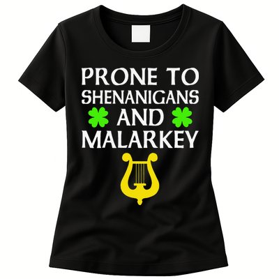 Proneo Shenanigans And Malarkey Funny St Patrick's Day Womens T-Shirt