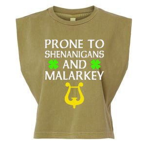 Proneo Shenanigans And Malarkey Funny St Patrick's Day Garment-Dyed Women's Muscle Tee