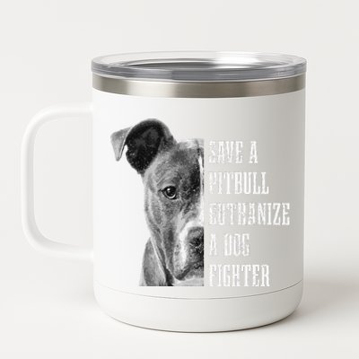 Pitbull Save A Pitbull Funny Dog Rescue Pitbull Mom Dad 12 oz Stainless Steel Tumbler Cup