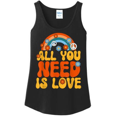 Peace Sign All You Need Is Love 60s 70s Ladies Essential Tank