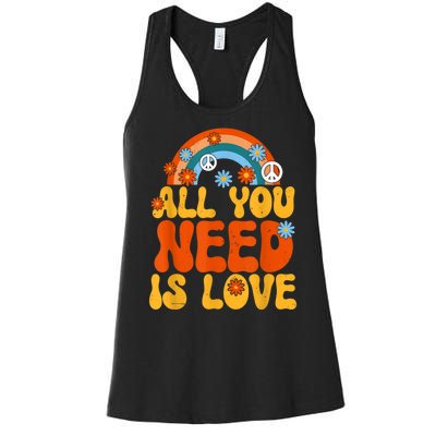 Peace Sign All You Need Is Love 60s 70s Women's Racerback Tank