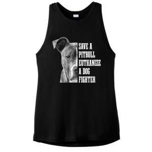 Pitbull Save A Pitbull Funny Dog Rescue Pitbull Mom Dad Ladies PosiCharge Tri-Blend Wicking Tank