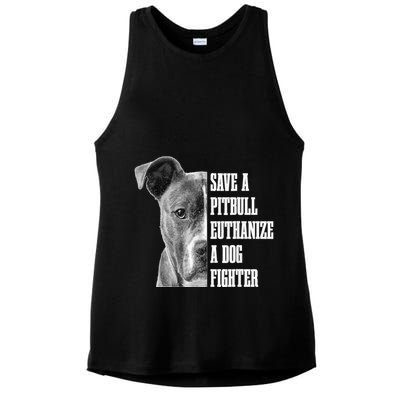 Pitbull Save A Pitbull Funny Dog Rescue Pitbull Mom Dad Ladies PosiCharge Tri-Blend Wicking Tank