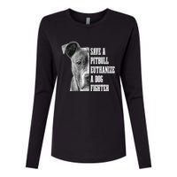 Pitbull Save A Pitbull Funny Dog Rescue Pitbull Mom Dad Womens Cotton Relaxed Long Sleeve T-Shirt