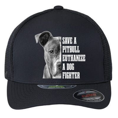 Pitbull Save A Pitbull Funny Dog Rescue Pitbull Mom Dad Flexfit Unipanel Trucker Cap