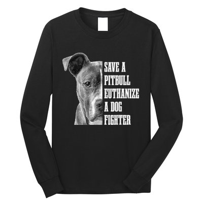 Pitbull Save A Pitbull Funny Dog Rescue Pitbull Mom Dad Long Sleeve Shirt