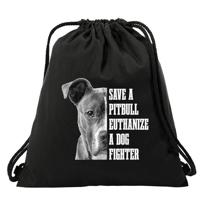 Pitbull Save A Pitbull Funny Dog Rescue Pitbull Mom Dad Drawstring Bag